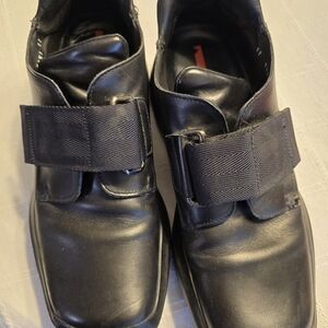 Prada Black Men's Loafers with Buckle Strap